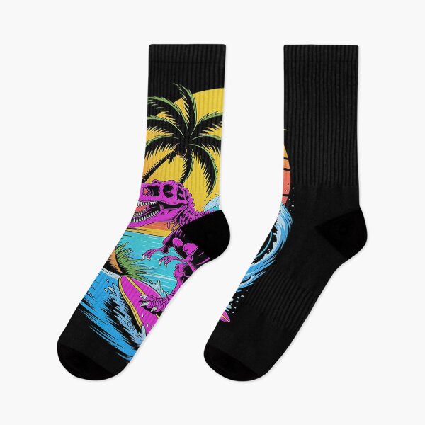 Item preview, Neon Surfing T-Rex Skeleton with Beach Sunset designed and sold by Slwankol.