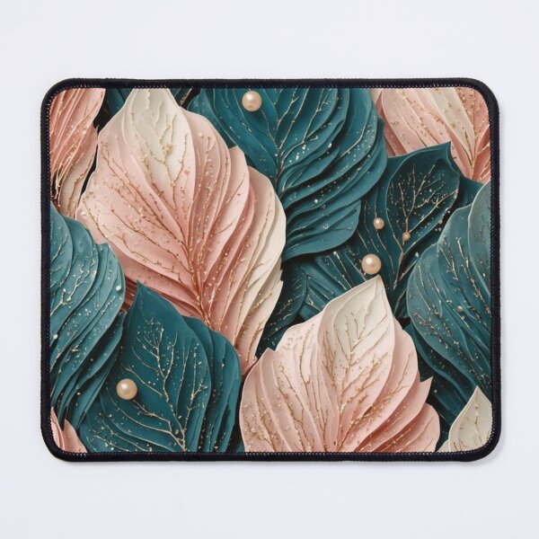 Item preview, Elegant Teal and Pink Gold Leaf Pattern designed and sold by LakLuxe studio .