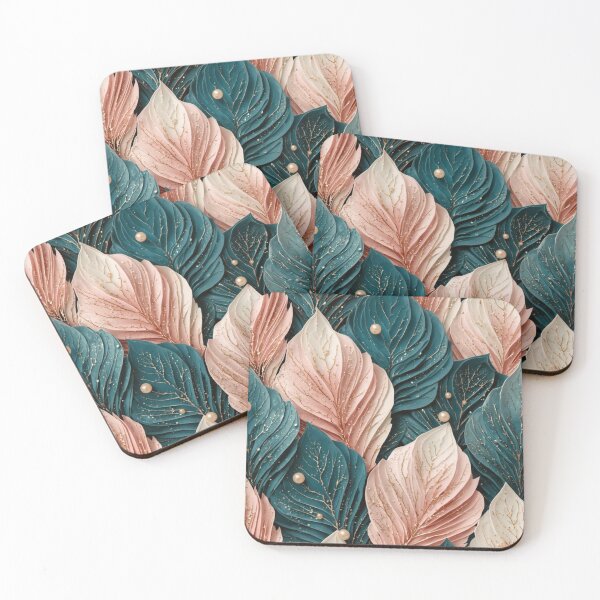 Item preview, Elegant Teal and Pink Gold Leaf Pattern designed and sold by LakLuxe studio .