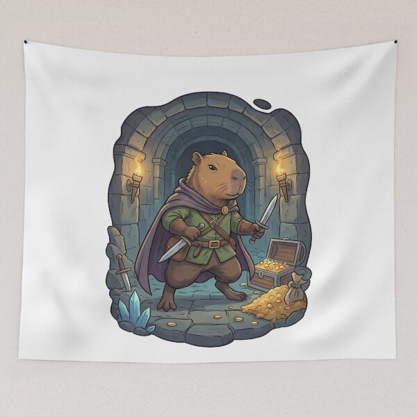 Item preview, Cute Capybara Adventurer Dungeon Explorer designed and sold by k3rstman1.