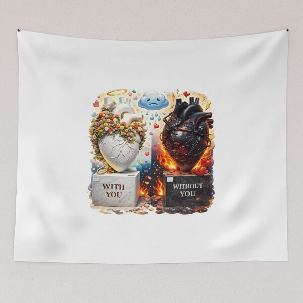 Item preview, With You Without You Sticker | 3D Heart Love Contrast Art | Emotional Relationship Design designed and sold by Gurjeetpixelart.