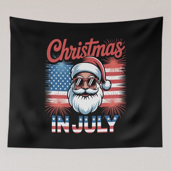 Item preview, Christmas In July Santa Sunglasses Proud 4th Of July US Flag designed and sold by RonnasJackson.
