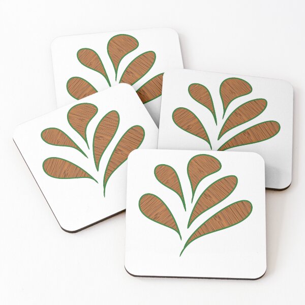 Item preview, five teardrop-shaped leaves with a wood grain texture and a green outline designed and sold by MagicMaker1984.