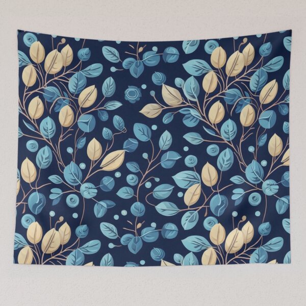 Item preview, Beige and Blue Botanical Pattern designed and sold by FANTASTIC-N.