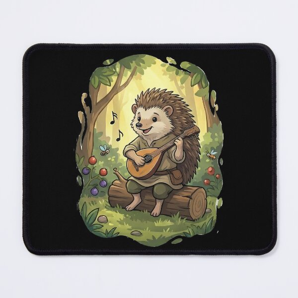 Item preview, Cute Hedgehog Bard Playing Mandolin Forest Music designed and sold by k3rstman1.