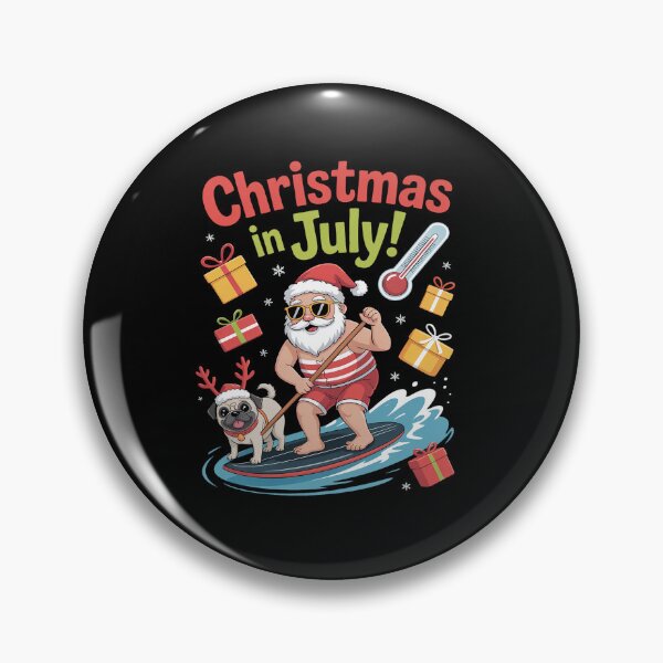Item preview, Christmas in July Shirt Summer Beach Vacation Pool Pug designed and sold by RonnasJackson.