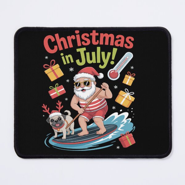 Item preview, Christmas in July Shirt Summer Beach Vacation Pool Pug designed and sold by RonnasJackson.