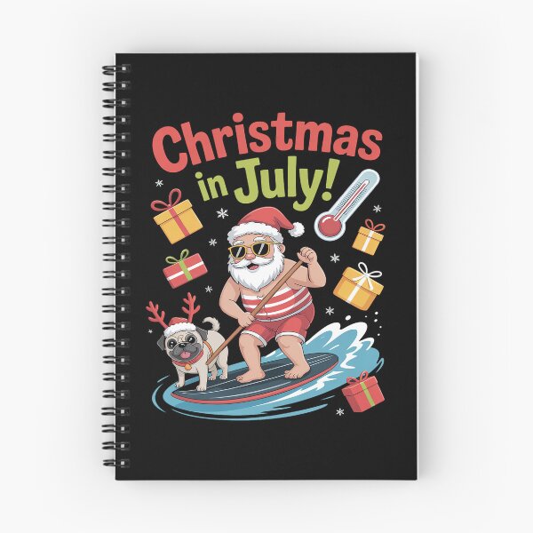 Item preview, Christmas in July Shirt Summer Beach Vacation Pool Pug designed and sold by RonnasJackson.