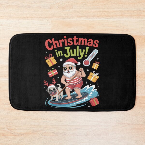 Item preview, Christmas in July Shirt Summer Beach Vacation Pool Pug designed and sold by RonnasJackson.