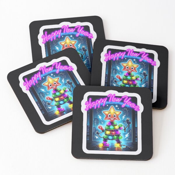 Item preview, Neon Happy New Year – Glowing Fireworks Typography | Festive Party Art designed and sold by SmartyWonders.