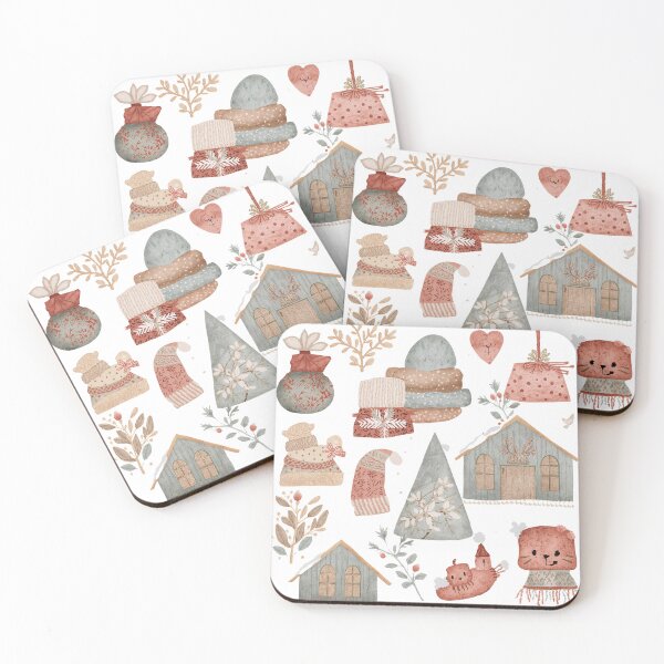 Item preview, Hello winter. Set of vector cute illustrations of animal, objects, trees, leaves, mushroom, animal, botany, house, cup, hat, winter set designed and sold by PWDigitalArt.