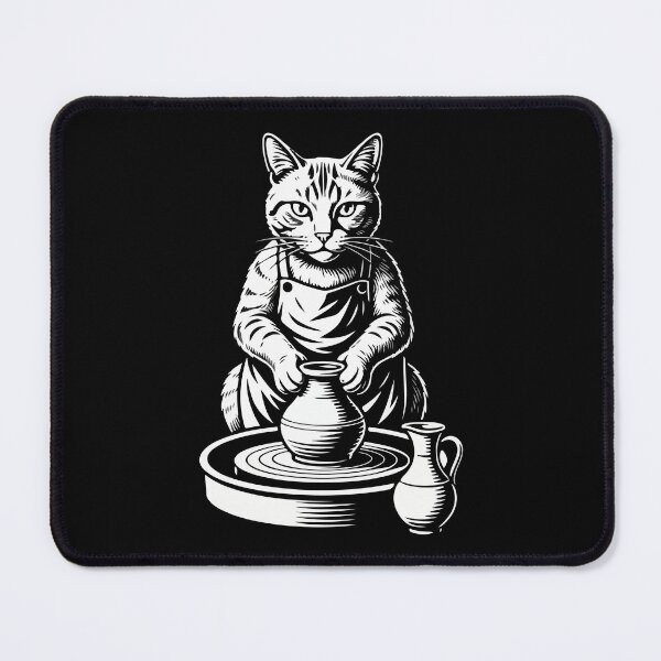 Item preview, Funny Cat Pottery Wheel Art Vintage Clay Ceramic Lover designed and sold by Kestovi.
