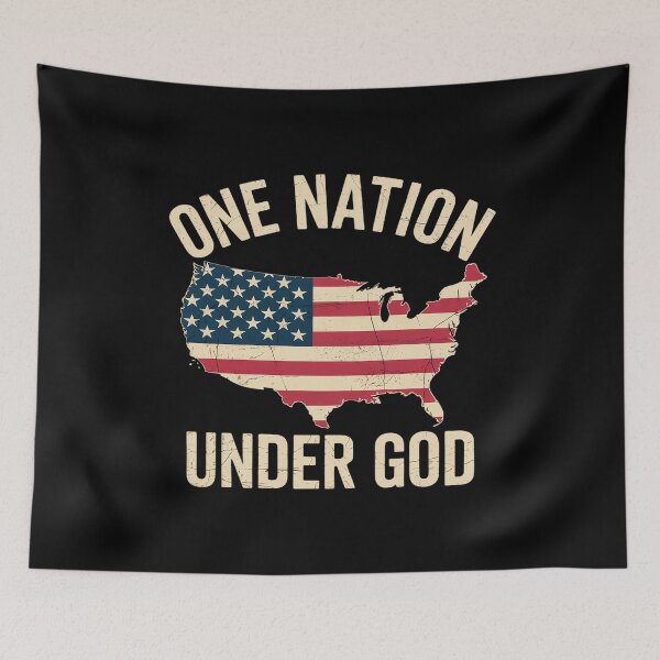 Item preview, One Nation Under God 4th July American Flag USA Map designed and sold by ProudForFunny.