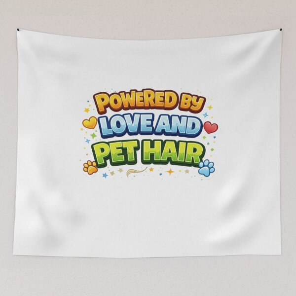 Item preview, Powered by Love and Pet Hair - Cute Colorful Typography designed and sold by StyleLap.