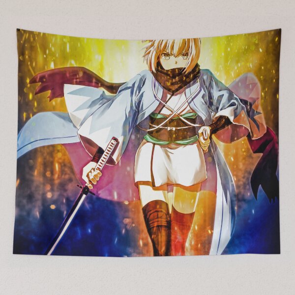 Item preview, Fierce Okita Souji Sakura Saber Fate Grand Order Game Anime Girl Golden Blade Spirit designed and sold by Tokyonomad.