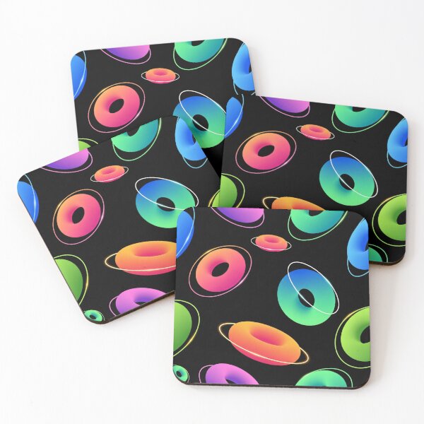 Item preview, Neon Saturn Donuts Seamless Pattern designed and sold by Kaleidoscope Print.