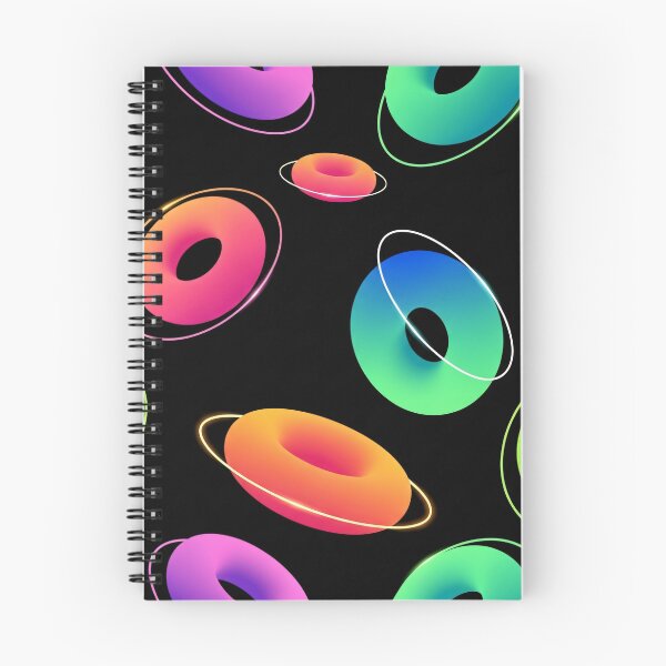 Item preview, Neon Saturn Donuts Seamless Pattern designed and sold by Kaleidoscope Print.
