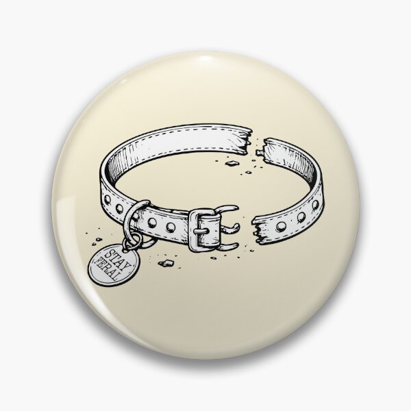 Item preview, STAY FERAL – Broken Pet Collar Illustration Design designed and sold by CryptoAuntie.