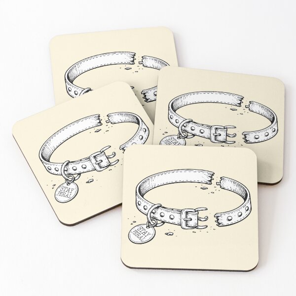 Item preview, STAY FERAL – Broken Pet Collar Illustration Design designed and sold by CryptoAuntie.
