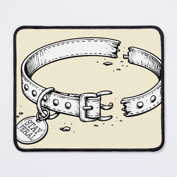 Item preview, STAY FERAL – Broken Pet Collar Illustration Design designed and sold by CryptoAuntie.
