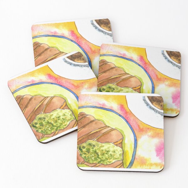 Item preview, Coffee and croissant artwork designed and sold by Art-By-Rosalind.