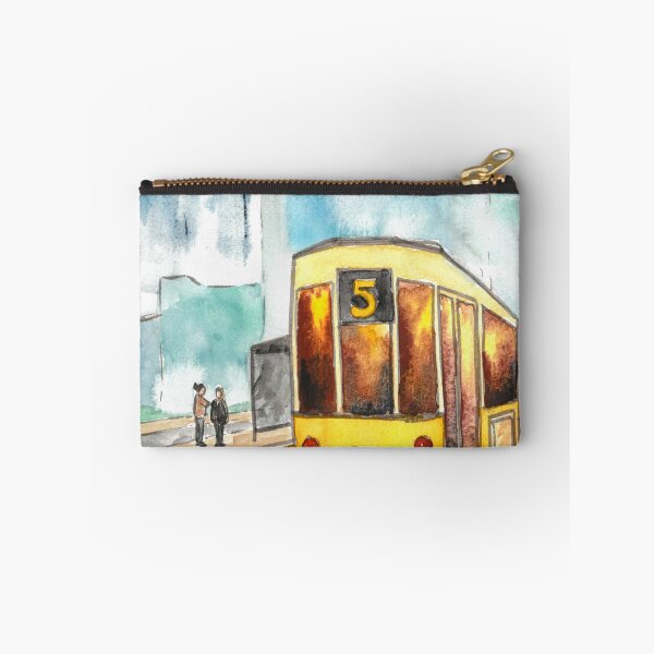 Item preview, Yellow tram on a rainy day in watercolour designed and sold by Art-By-Rosalind.