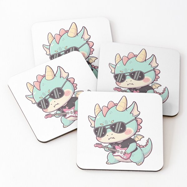 Item preview, Cool Chibi Rocker Dragon Playing Electric Guitar designed and sold by Minimochi Art.
