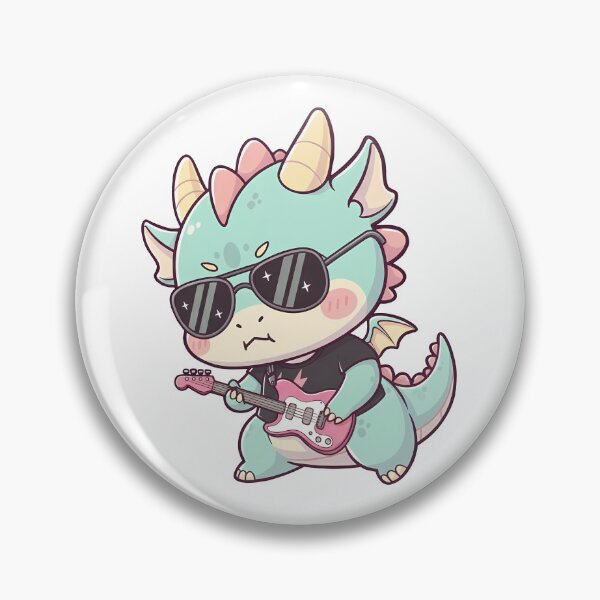 Item preview, Cool Chibi Rocker Dragon Playing Electric Guitar designed and sold by Minimochi Art.