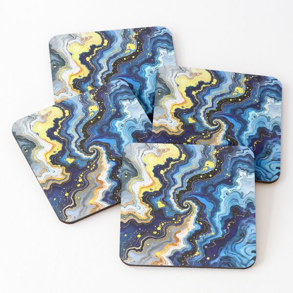 Item preview, Vibrant Swirls of Blue and Gold 1 designed and sold by taiche.
