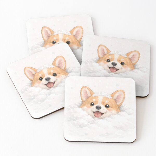 Item preview, Cute Corgi in Snow Illustration – Adorable Winter Dog Wall Art designed and sold by Beamiverse.