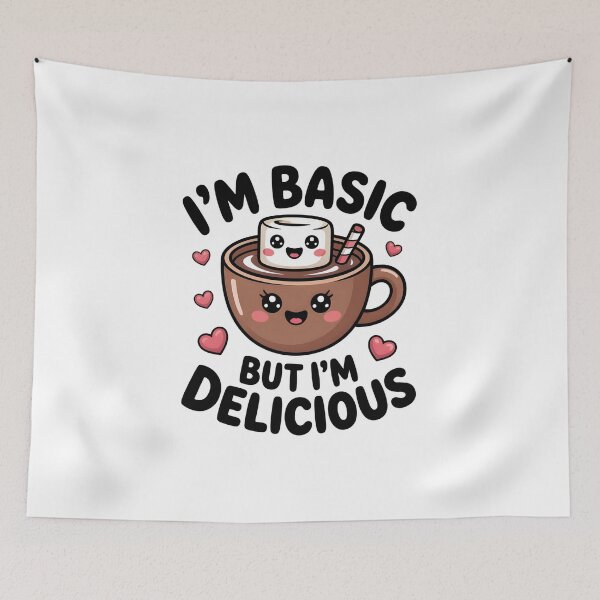 Item preview, I’m Basic But I’m Delicious | Cute Hot Chocolate T-Shirt | Marshmallow Kawaii Quote | Cozy Winter Gift designed and sold by SoftyDesigns.