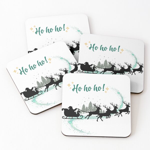 Item preview, Ho Ho Ho Santa Sleigh & Reindeer Flying Silhouette Design designed and sold by Skill_&_Stone.