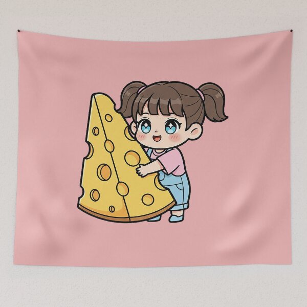 Item preview, The girl with the big piece of cheese. designed and sold by FluffyGallery.
