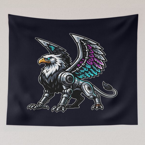 Item preview, Cyberpunk Mecha Griffin - Futuristic Mythological Beast designed and sold by Dakson Design - Fantasy Art.