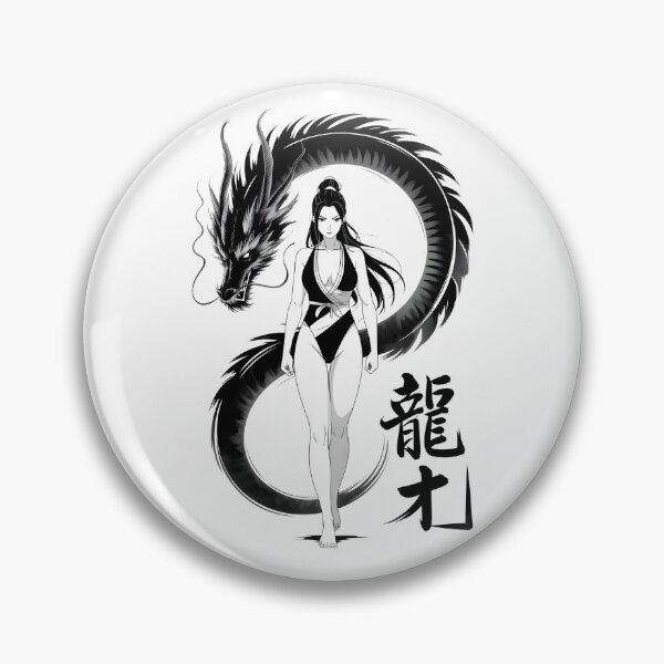Item preview, Guardian Dragon girl Japanese Chinese Korean Ink Sumi-E Art Desing designed and sold by blacksealstudio.