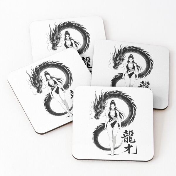 Item preview, Guardian Dragon girl Japanese Chinese Korean Ink Sumi-E Art Desing designed and sold by blacksealstudio.