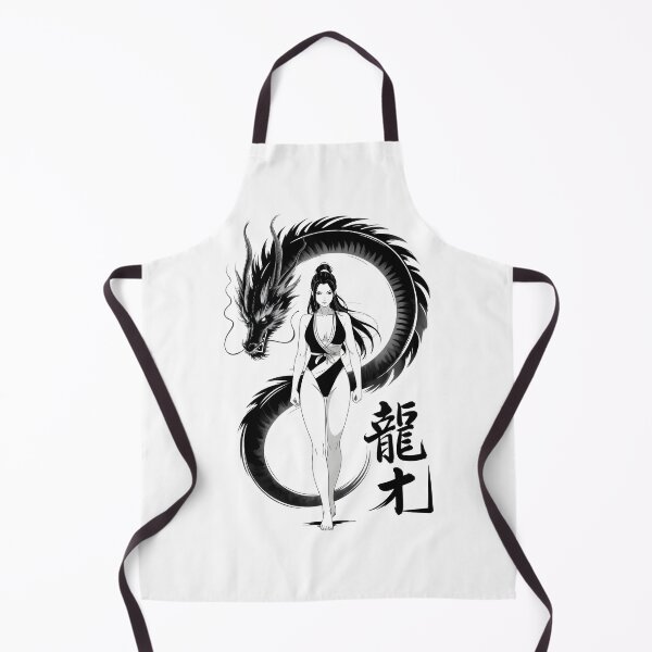 Item preview, Guardian Dragon girl Japanese Chinese Korean Ink Sumi-E Art Desing designed and sold by blacksealstudio.