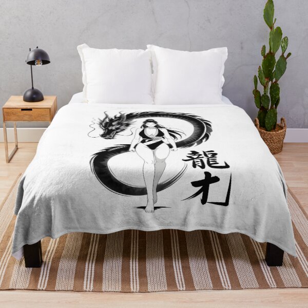 Item preview, Guardian Dragon girl Japanese Chinese Korean Ink Sumi-E Art Desing designed and sold by blacksealstudio.