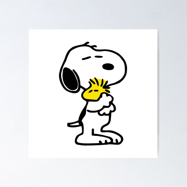 Item preview, Minimal Snoopy Hugging Woodstock Side View Illustration designed and sold by dlindzw.