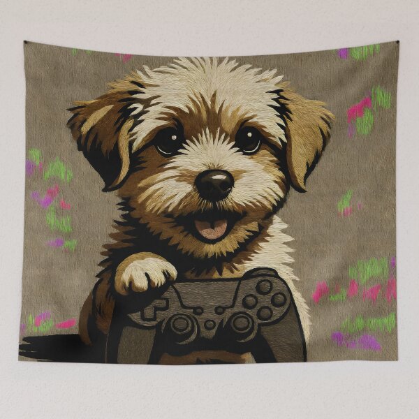 Item preview, Gamer Dog with Controller – Cute Pet and Gaming Illustration designed and sold by SplashTastic.