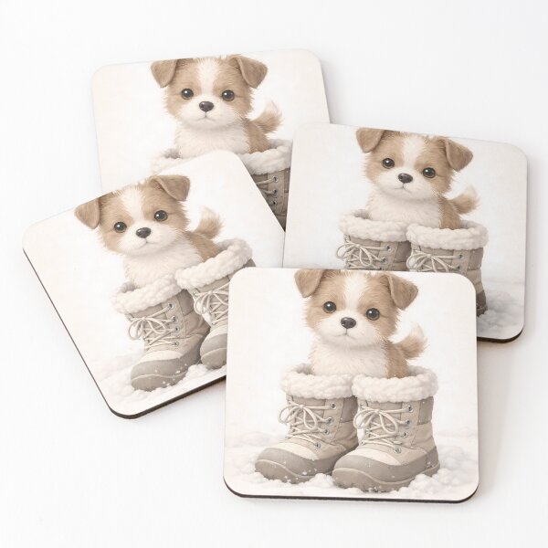 Item preview, Cute Puppy in Winter Boots Illustration – Cozy Animal Wall Art designed and sold by Beamiverse.