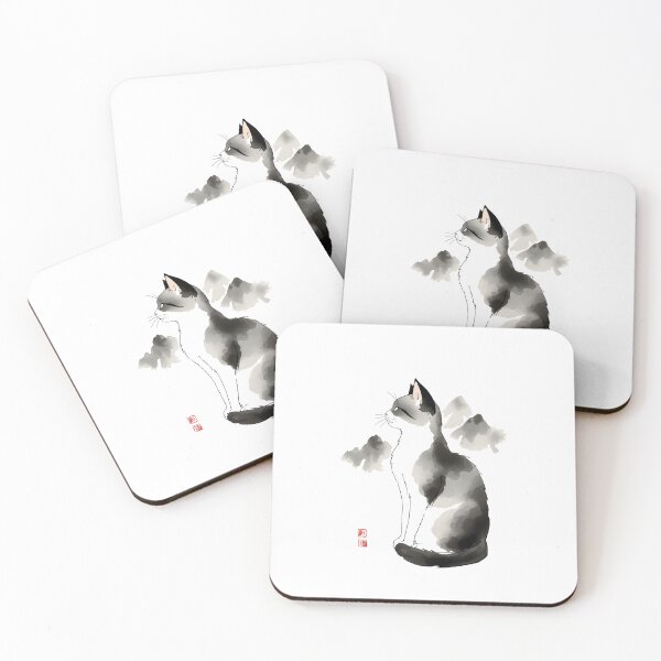 Item preview, Love my Kitten Japanese Chinese Korean Ink Sumi-E Art Desing designed and sold by blacksealstudio.