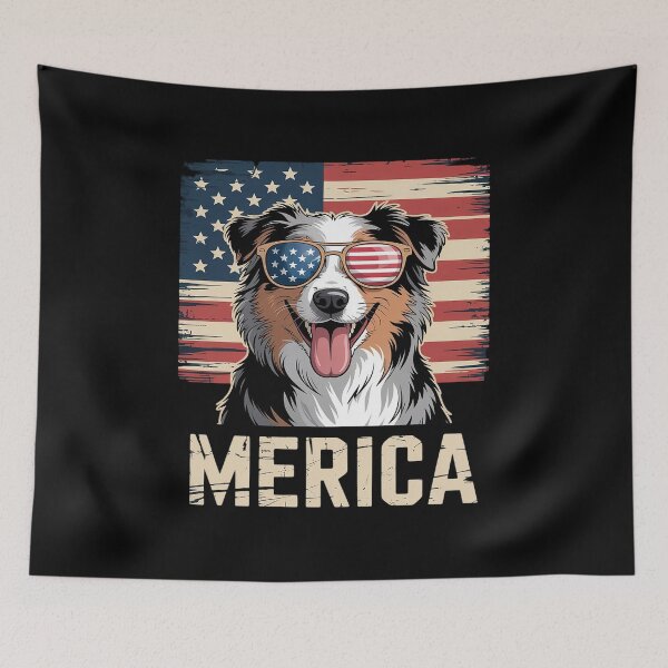 Item preview, Australian Shepherd 4th of July Merica USA Flag Aussie Dog designed and sold by SIGORDESIGN.