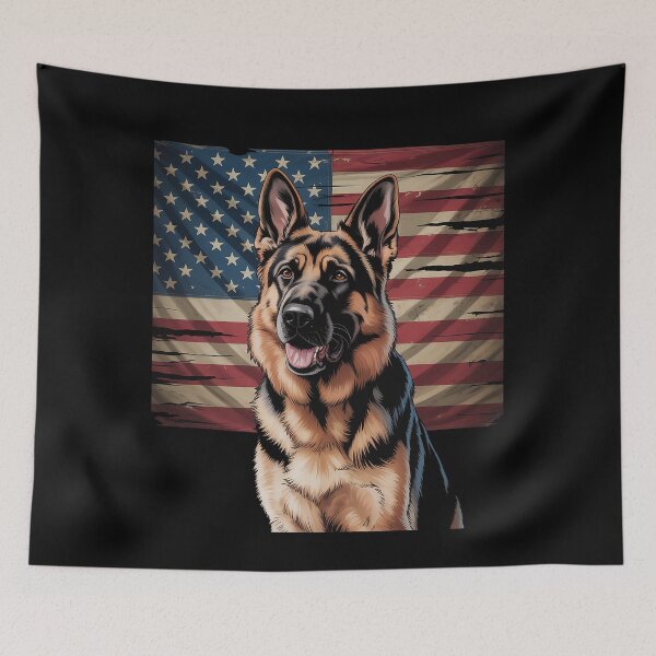 Item preview, German Shepherd Dog USA Patriotic AMERICAN FLAG 4th Of July designed and sold by SIGORDESIGN.