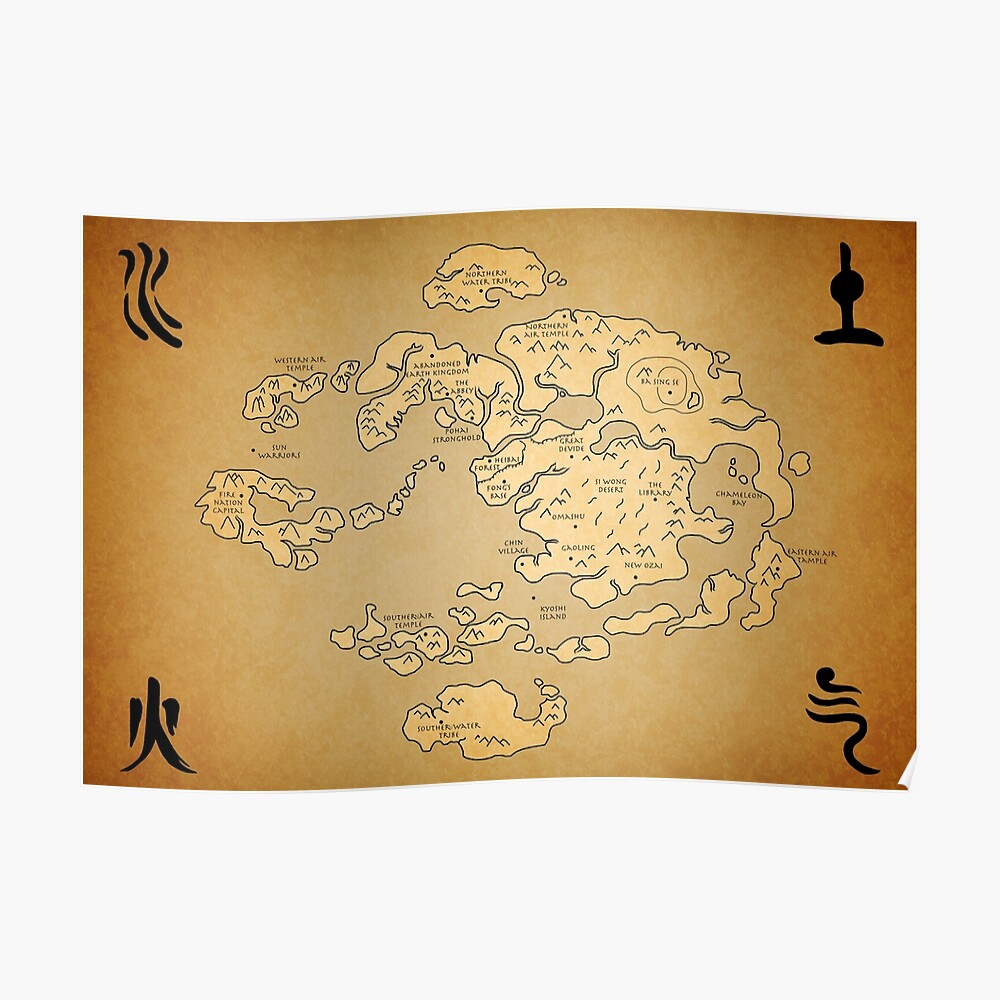 avatar the last airbender poster world map