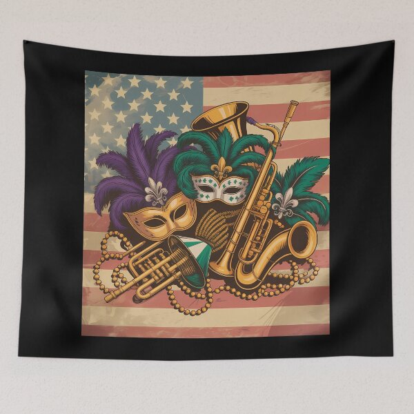 Item preview, Vintage Mardi Gras Carnival Poster American Flag designed and sold by LiviuGligoros.