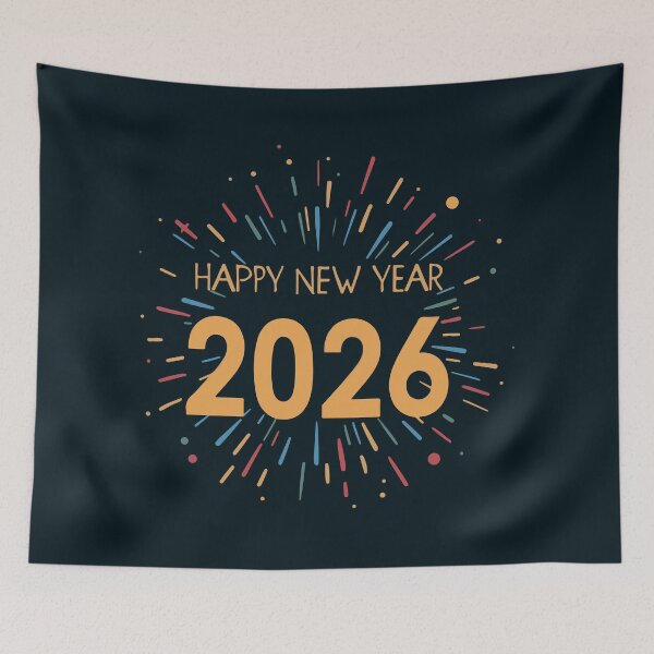 Item preview, Happy New Year 2026 Fireworks Typography Design designed and sold by DavidTeeStudio.