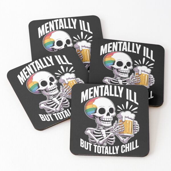 Item preview, Mentally Ill But Totally Chill Gay Pride Skeleton Flag LGBT designed and sold by Eskomeranola.