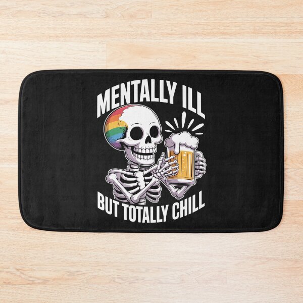 Item preview, Mentally Ill But Totally Chill Gay Pride Skeleton Flag LGBT designed and sold by Eskomeranola.