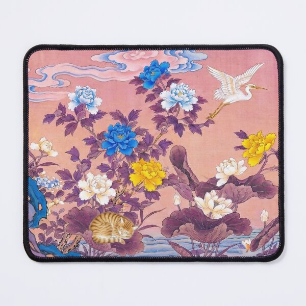 Item preview, Panoramic Celestial Garden with Cats, Herons, and Peonies designed and sold by Auroracat2025.